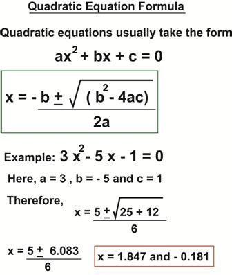 Solving Trinomial Equations Using The Quadratic Formula