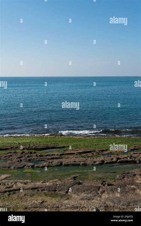 Seashore of the Mediterranean sea Byblos Lebanon Middle East Stock ...