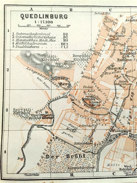 Antique 1925 Quedlinburg Germany Map from Baedekers Guide | Etsy