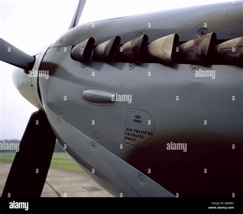 Engine cowling of a supermarine Spitfire, aircraft from World war two Stock Photo - Alamy