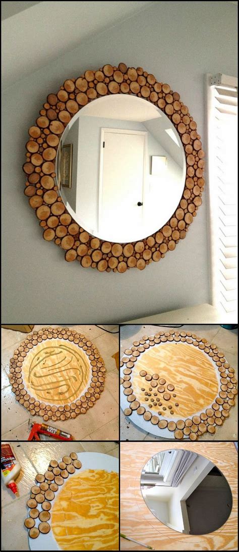 Tutorial: How To Make A Circular Mirror With Wood Slices theownerbuilderne... Mirror, mi ...