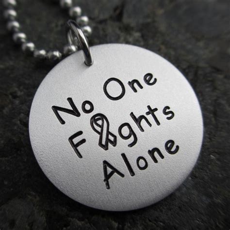 No One Fights Alone Hand Stamped Necklace Custom Cancer