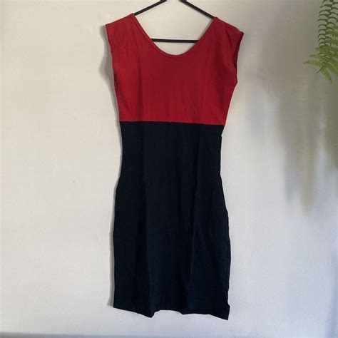 American Apparel body-con dress size S Red and... - Depop