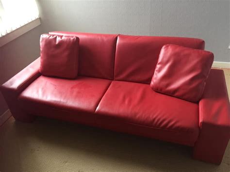 Red faux leather sofa bed | in West End, Glasgow | Gumtree