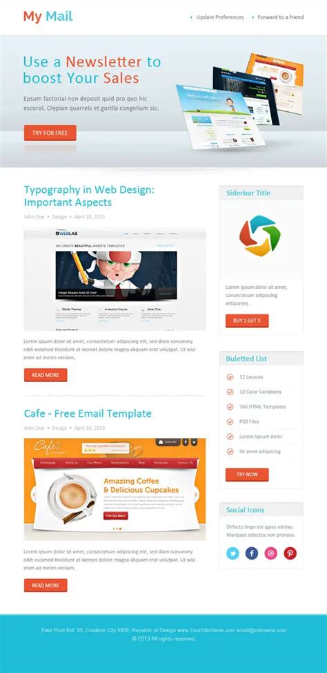 36+ Best Email Newsletter Templates - Free PSD & HTML Download - PSD ...