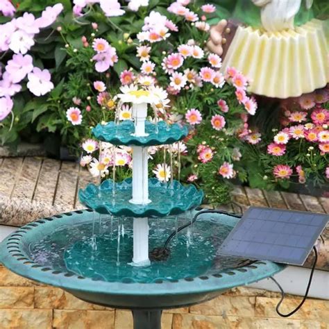 SOLAR PUMP BIRD Bath Garden Decor Outdoor Feeder Pedestal Fountain Yard Birdbath $33.99 - PicClick