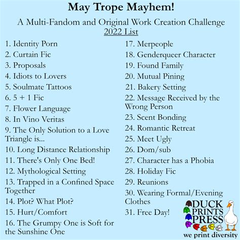 WELCOME TO MAY TROPE MAYHEM! – Duck Prints Press