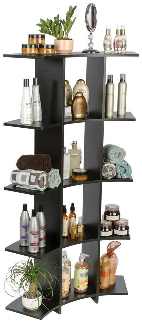 Retail Shelving Unit w/ 5 Shelves, Curved Knockdown Design - Black | Retail shelving, Shelving ...