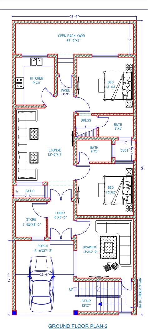 (28'-9"x68') Floor plan Best House Plans, Dream House Plans, Conversion ...