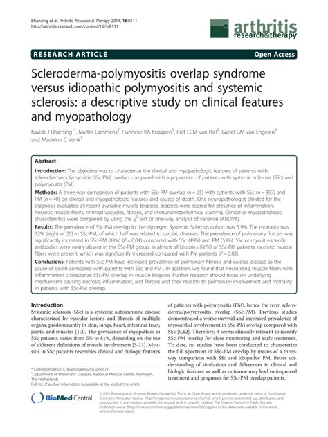 (PDF) Scleroderma-polymyositis overlap syndrome versus idiopathic polymyositis and systemic ...