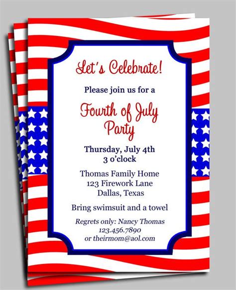 Holiday & Seasonal Cards Patriotism & Independence Cards Fourth of July Invite 4th of July ...