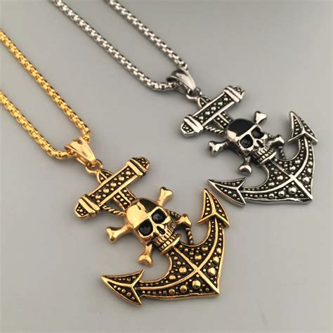 Nautical Jewelry Anchor Charm Pendant Cross Necklaces Men's Hip Hop Anchor Necklaces Skeleton ...