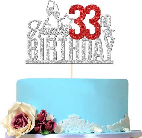 Amazon.com: Happy 33rd Birthday Cake Topper - Thirty three-year-old Cake Topper, 33rd Birthday ...