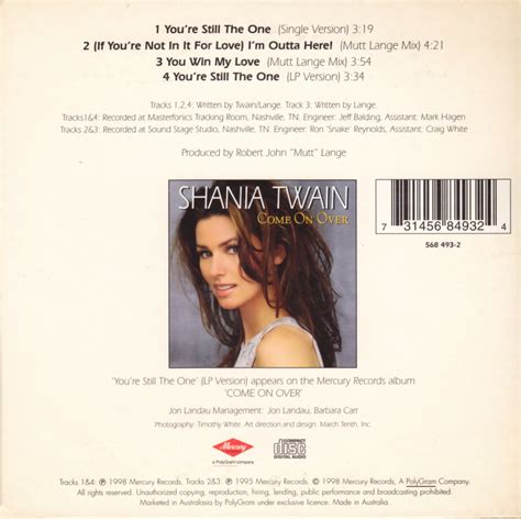 You're Still The One, 1998, Australian Single, Back | Shania twain, Singer, My love