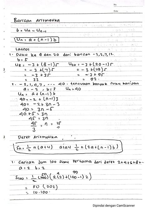 Barisan dan deret aritmetika - Matematika - Studocu