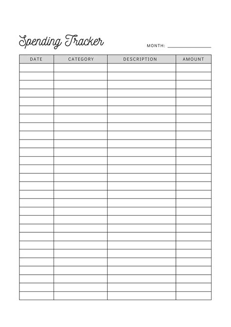 Spending Tracker Printable Monthly Expense Log Business Expense Planner Money Budget Chart A4 ...