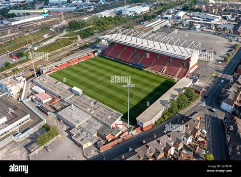 The home of Crewe Alexandra Football Club. The Mornflake Stadium. 8th August 2022 Stock Photo ...