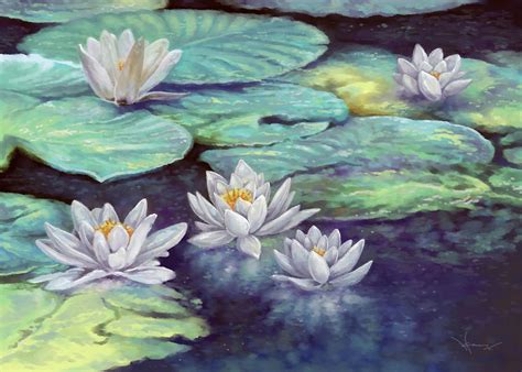 Water Lilies Painting by Hans Neuhart - Pixels