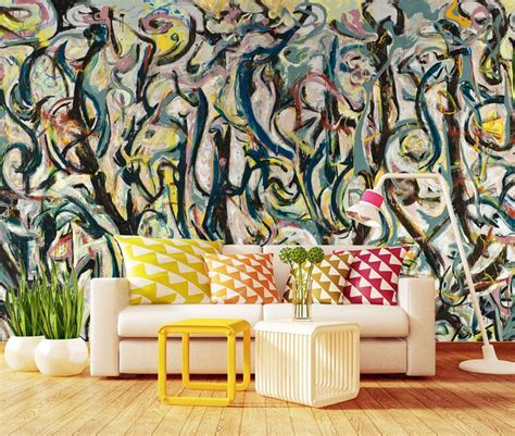 Jackson Pollock Mural Wallpaper Reproduction Canvas Abstract | Etsy