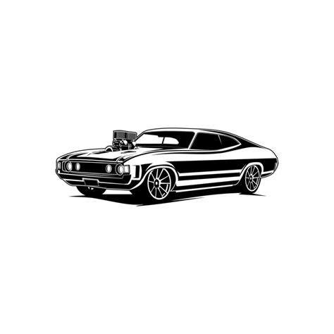 muscle car silhouette black and white 3586508 Vector Art at Vecteezy