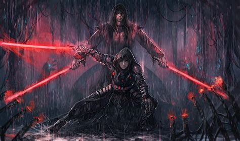 HD wallpaper: girl, rain, art, star wars, guy, lightsaber, The Sith Lords | Wallpaper Flare