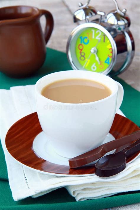 Tea with Milk in a White Cup Stock Image - Image of milky, break: 19400603