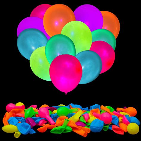 Buy 100 Pcs UV Neon Balloons ,Neon Glow Party Balloons UV Black Light Balloons Glow in the dark ...