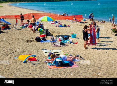 Beach scene at Lexington Michigan Stock Photo - Alamy