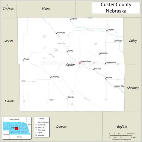 Map of Custer County, Nebraska - Where is Located, Cities, Population, Highways & Facts