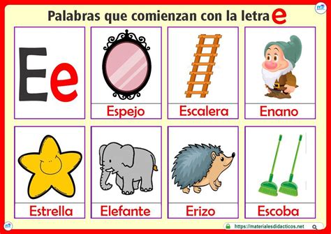 Palabras con e / E - Cosas | Objetos | Animales - Letra e | Abc for ...