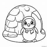 Cute Penguin In Front Of Igloo Coloring Page 32234 25487 sketch template