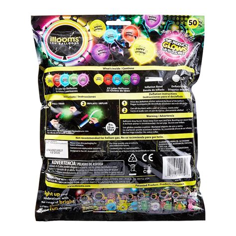 Illooms Light-Up Assorted Color Happy Birthday LED Balloons 50ct | Party City