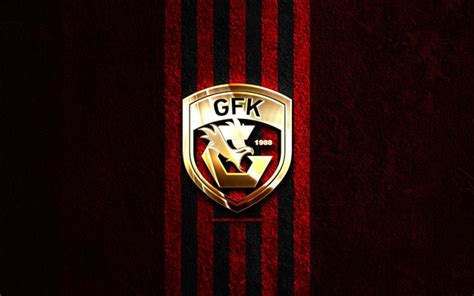 Télécharger logo doré gaziantep, 4k, fond de pierre rouge, super ligue, club de football turc ...