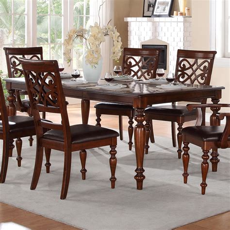 Homelegance Creswell 5056-78 Traditional Formal Dining Table with Turned Legs and Solid Wood ...