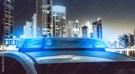 Polizeiauto mit Blaulicht Stock Photo | Adobe Stock