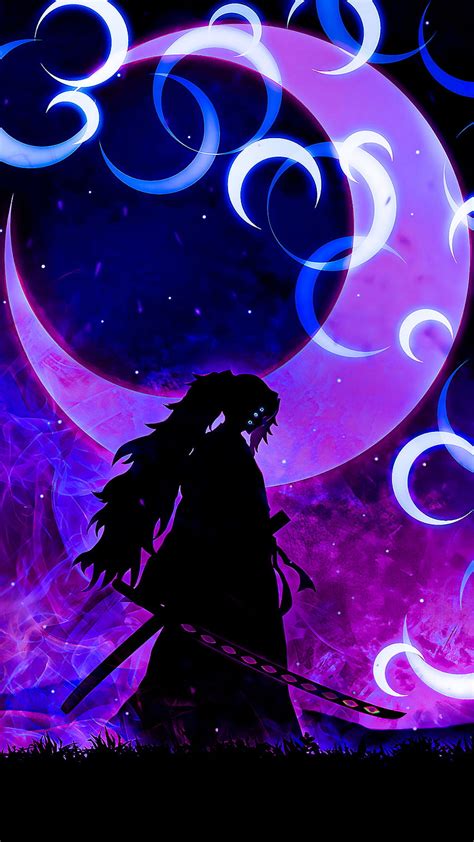 Kokushibou , magenta, art, moon, uppermoon, demonslayer, purple, demon, anime HD phone wallpaper ...