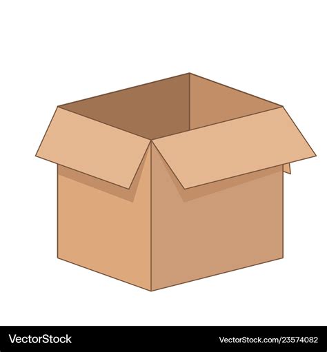 Open cartoon flat cardboard box on white Vector Image