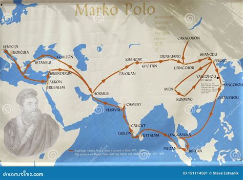 Map of the Travels of Marco Polo Editorial Photo - Image of chinese, historical: 151114581