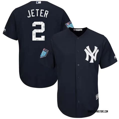 Derek Jeter New York Yankees Youth Replica Cool Base 2018 Spring Training Majestic Jersey - Navy