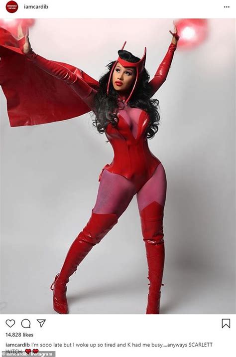 Cardi B saves Halloween as she sizzles in plunging red latex corset for ...