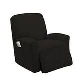 One piece Stretch Recliner Chair Furniture Slipcovers with Remote Pocket Fit most Recliner ...