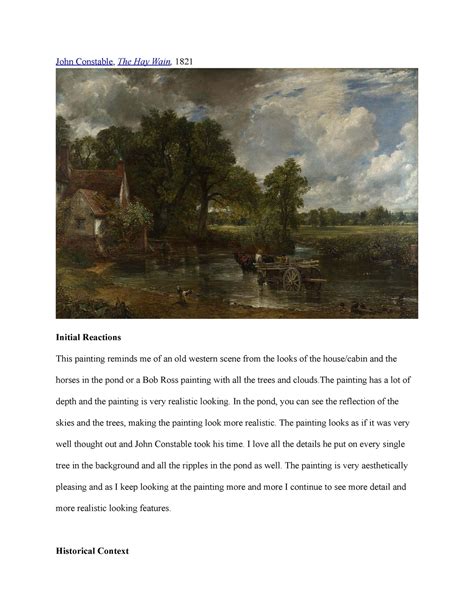 The Hay Wain Analysis(task 2) - John Constable, The Hay Wain, 1821 Initial Reactions This ...