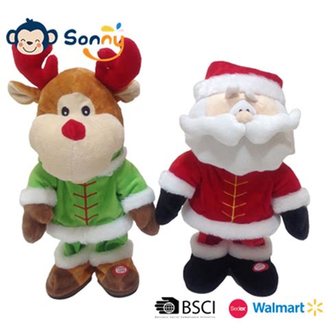 Singing and Daning Plush Reindeer and Santa with Lights - China ...