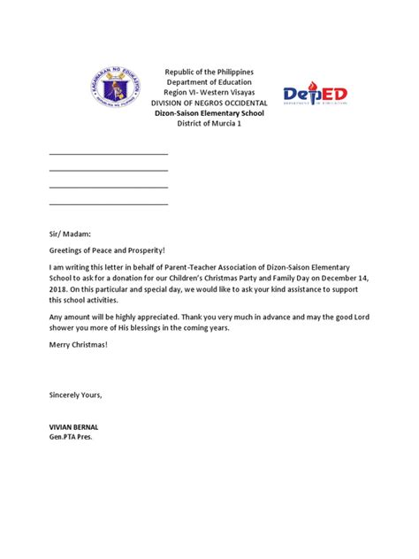 Sample Solicitation Letter For School Project