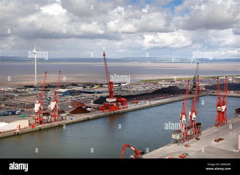 AVONMOUTH DOCKS WITH THE SEVERN BRIDGE IN THE BACKGROUND NEAR BRISTOL UK Stock Photo - Alamy