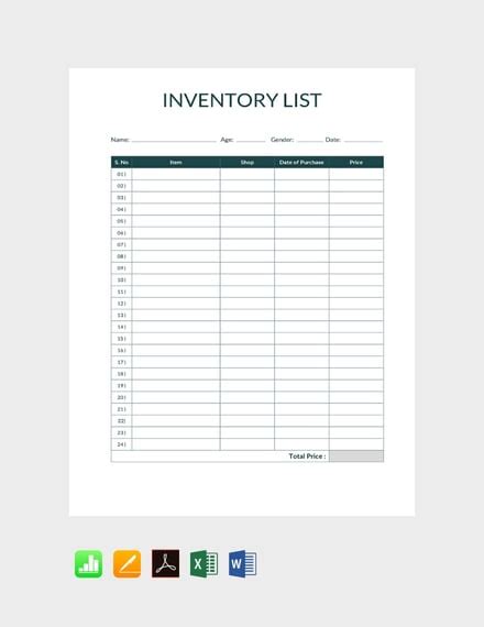 Bar Inventory Templates Free | HQ Printable Documents