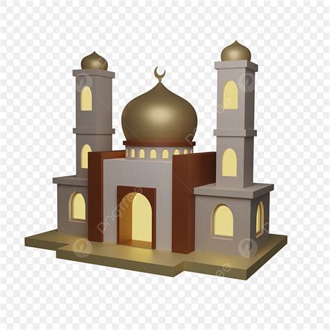 Golden Mosque 3d Vector, 3d Mosque With Golden Dome, 3d, Mosque, Golden ...