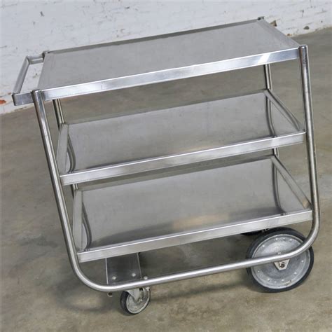 Industrial Three Tier Stainless Steel Rolling Cart Vintage – warehouse 414