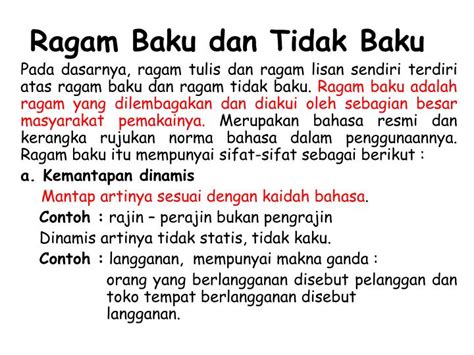 Contoh Ragam Bahasa Tidak Baku - Riset