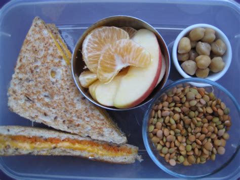 Kids Lunch Box: Grilled cheese sandwich triangles, Masoor, orange and ...